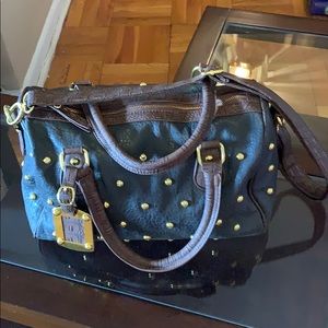 Brown Gold Studded Handbag